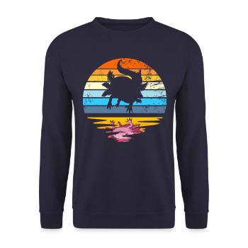 Axolotl Retro Sunset Vintage Kids Axolotl - Unisex Pullover - Navy - Vorne - Alina (178cm) & Michal (187cm)