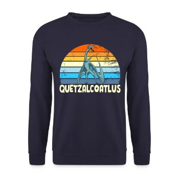 Quetzalcoatlus Retro Sonnenuntergang Dinosaurier K - Unisex Pullover - Navy - Vorne - Alina (178cm) & Michal (187cm)