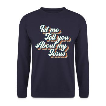 Lassen Sie mich Ihnen von meinem christlichen Glau - Unisex Pullover - Navy - Vorne - Alina (178cm) & Michal (187cm)