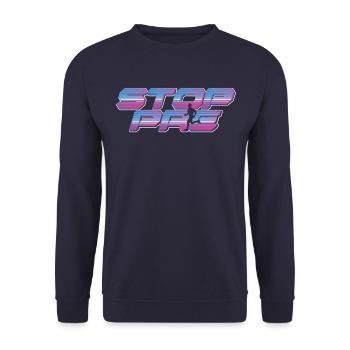 Stop Pre Marathon Running Vintage Runner Stop Pre - Unisex Pullover - Navy - Vorne - Alina (178cm) & Michal (187cm)
