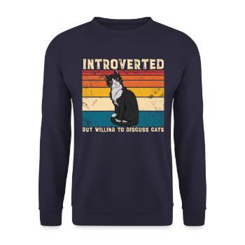 Introvertiert, aber bereit, Katzen antisozial zu d - Unisex Pullover - Navy - Vorne - Alina (178cm) & Michal (187cm)
