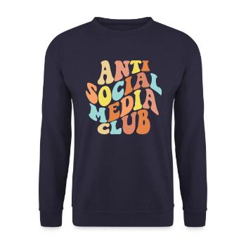 Anti Social Media Club Retro Anti Social Media - Unisex Pullover - Navy - Vorne - Alina (178cm) & Michal (187cm)