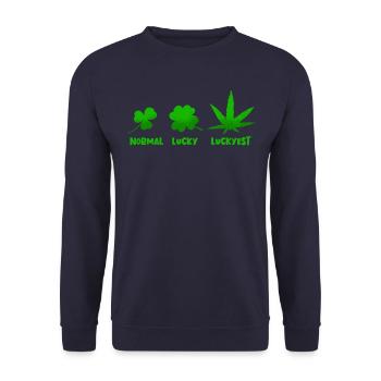 Normales Gl�cksgl�ck St. Patricks Tag Unkraut Ston - Unisex Pullover - Navy - Vorne - Alina (178cm) & Michal (187cm)