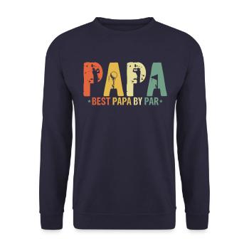 Best Papa von Par Herren Golf Geschenk Vatertag Go - Unisex Pullover - Navy - Vorne - Alina (178cm) & Michal (187cm)