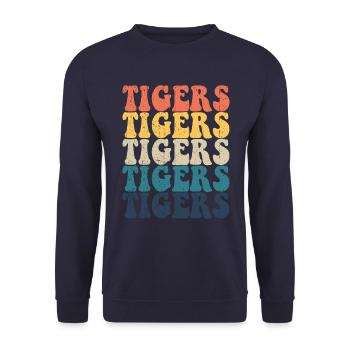 Tigers High School Tiger Sportteam Retro Tigers - Unisex Pullover - Navy - Vorne - Alina (178cm) & Michal (187cm)