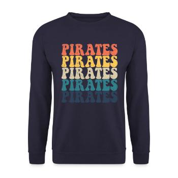 Pirates High School Pirates Sportteam PiratesRetro - Unisex Pullover - Navy - Vorne - Alina (178cm) & Michal (187cm)