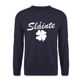 Slainte Shamrock Jubel Salute St. Patrick's Day - Unisex Pullover - Navy - Vorne - Alina (178cm) & Michal (187cm)