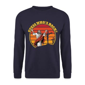 Ratet mal, wer zur�ck ist, Jesus Christian, errate - Unisex Pullover - Navy - Vorne - Alina (178cm) & Michal (187cm)