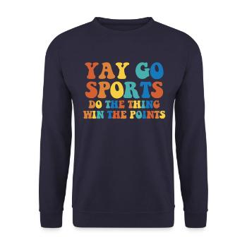 Yay go Sport to the Ding Win Points Go Sport - Unisex Pullover - Navy - Vorne - Alina (178cm) & Michal (187cm)