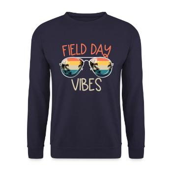 Field Day Vibes �ler Kinder Lehrer Field Tag - Unisex Pullover - Navy - Vorne - Alina (178cm) & Michal (187cm)