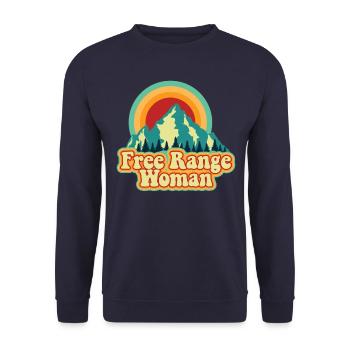 Freilandfrau im Freien lustige Frauencamping - Unisex Pullover - Navy - Vorne - Alina (178cm) & Michal (187cm)