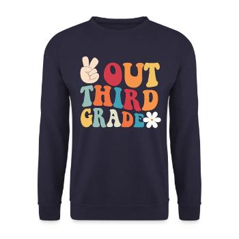 Frieden aus der dritten Klasse Graduation FriedenH - Unisex Pullover - Navy - Vorne - Alina (178cm) & Michal (187cm)