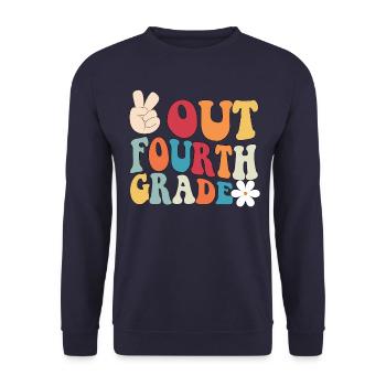 Frieden aus der vierten Klasse Graduation Frieden - Unisex Pullover - Navy - Vorne - Alina (178cm) & Michal (187cm)