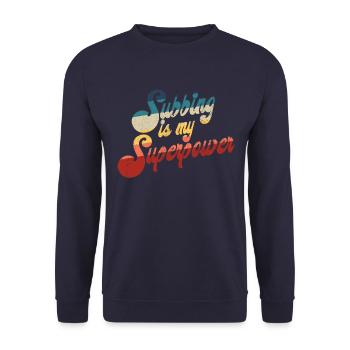 Subbing ist mein Supermacht Retro Sub -Lehrer - Unisex Pullover - Navy - Vorne - Alina (178cm) & Michal (187cm)