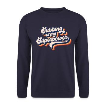 Subbing ist mein Supermacht Retro Sub -Lehrer - Unisex Pullover - Navy - Vorne - Alina (178cm) & Michal (187cm)