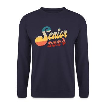 Class of 2024 Senior 2024 Retro Graduation 2024 - Unisex Sweatshirt - navy - Front - Alina (178cm) & Michal (187cm)
