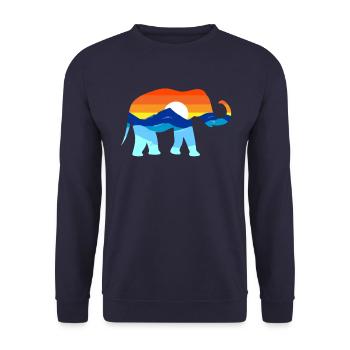 Camping -Wandern Retro Mountains Outdoor Elephant - Unisex Pullover - Navy - Vorne - Alina (178cm) & Michal (187cm)