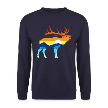 Camping -Wandern Retro Mountains Outdoors Camp Elc - Unisex Pullover - Navy - Vorne - Alina (178cm) & Michal (187cm)