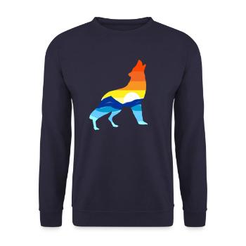 Camping -Wandern Retro Mountains Outdoors Camp Wol - Unisex Pullover - Navy - Vorne - Alina (178cm) & Michal (187cm)