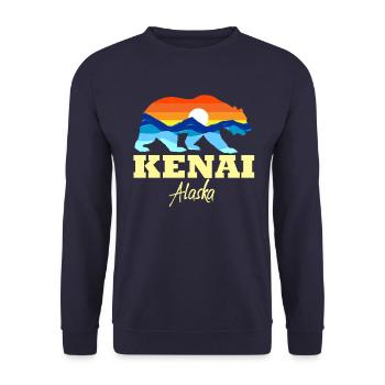 Kenai Fjords National Park Bear Kenai FjordsBärenh - Unisex Pullover - Navy - Vorne - Alina (178cm) & Michal (187cm)