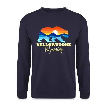 Yellowstone National Park Bear Wyoming Yellowstone - Unisex Pullover - Navy - Vorne - Alina (178cm) & Michal (187cm)