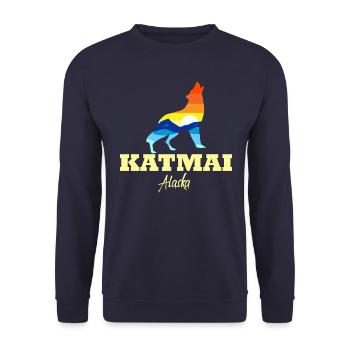Katmai Nationalpark Wolf Katmai Alaska KatmaiCampi - Unisex Pullover - Navy - Vorne - Alina (178cm) & Michal (187cm)