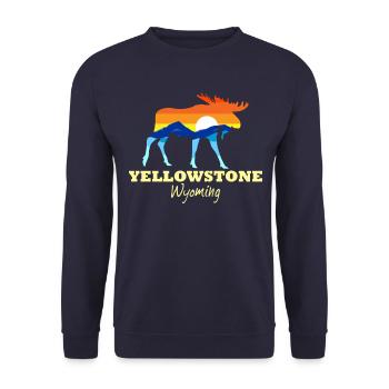 Yellowstone National Park Moose Wyoming - Unisex Pullover - Navy - Vorne - Alina (178cm) & Michal (187cm)