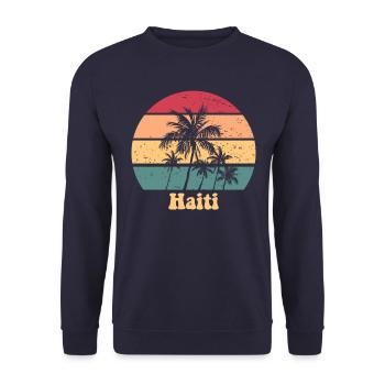 Haiti Retro Sunset Proter Haitian Haiti Urlaub - Unisex Pullover - Navy - Vorne - Alina (178cm) & Michal (187cm)