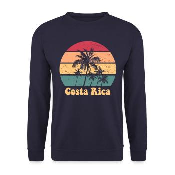 Costa Rica Retro Sunset Costa Rican Urlaubstolzer - Unisex Pullover - Navy - Vorne - Alina (178cm) & Michal (187cm)