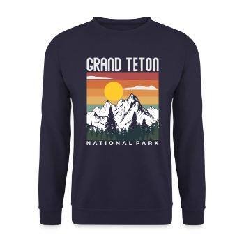 Grand Teton National Park Retro Besuchen Sie Grand - Unisex Pullover - Navy - Vorne - Alina (178cm) & Michal (187cm)