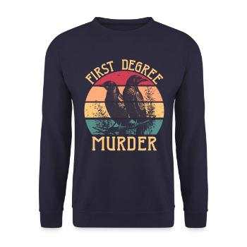 Erster Mord Edgar Allan Poe Mord an KrähenEdgar Po - Unisex Pullover - Navy - Vorne - Alina (178cm) & Michal (187cm)