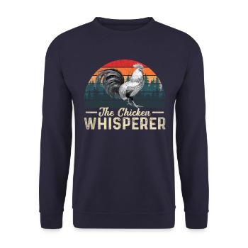 The Chicken Whisperer Vintage Urban Farmhouse Chicken - Unisex Sweatshirt - navy - Front - Alina (178cm) & Michal (187cm)