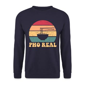 Pho echter Retro -Sonnenuntergang für echte vietna - Unisex Pullover - Navy - Vorne - Alina (178cm) & Michal (187cm)