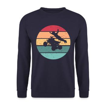 Quad 4 Retro Sunset Quad Biker Vintage Geschenk AT - Unisex Pullover - Navy - Vorne - Alina (178cm) & Michal (187cm)