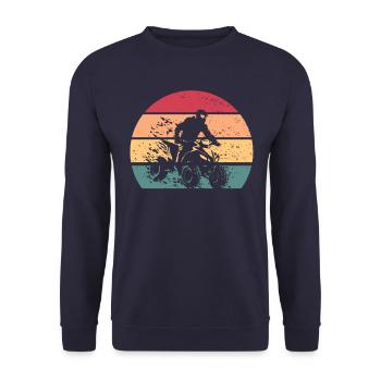 Quad 4 Retro Sunset Quad Biker Vintage Geschenk AT - Unisex Pullover - Navy - Vorne - Alina (178cm) & Michal (187cm)