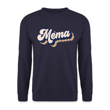 Damenmema süße Oma Geschenk Retro Mema - Unisex Pullover - Navy - Vorne - Alina (178cm) & Michal (187cm)