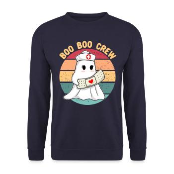 Boo Boo Crew Krankenschwester Halloween Krankensch - Unisex Pullover - Navy - Vorne - Alina (178cm) & Michal (187cm)