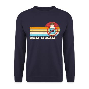 Milchprodukte ist gruseliger laktosefreier Laktose - Unisex Pullover - Navy - Vorne - Alina (178cm) & Michal (187cm)