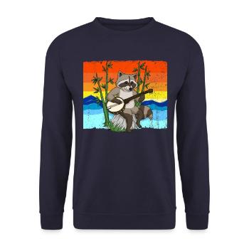 Waschbär spielt Banjo Retro Bluegrass Musik Banjo - Unisex Pullover - Navy - Vorne - Alina (178cm) & Michal (187cm)