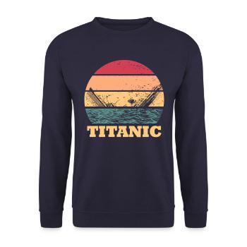 Titanic Retro Sonnenuntergang Titanic 1912 Unterga - Unisex Pullover - Navy - Vorne - Alina (178cm) & Michal (187cm)