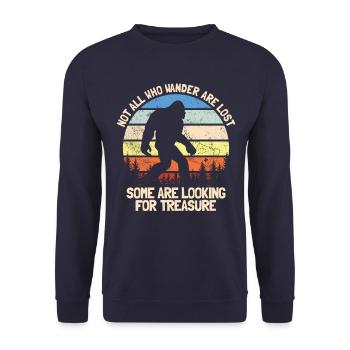 Nicht alle, die wandern, sind verloren. Retro-Scha - Unisex Pullover - Navy - Vorne - Alina (178cm) & Michal (187cm)