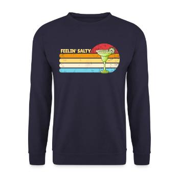Feelin' Salty Margarita Retro Cinco de Mayo Lustig - Unisex Pullover - Navy - Vorne - Alina (178cm) & Michal (187cm)