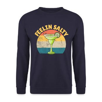 Feelin' Salty Margarita Retro Cinco de Mayo Lustig - Unisex Pullover - Navy - Vorne - Alina (178cm) & Michal (187cm)