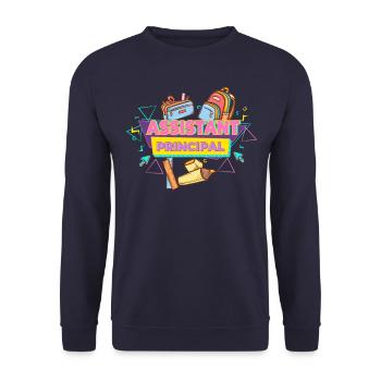 Stellvertretender Schulleiter Niedlicher Retro- - Unisex Pullover - Navy - Vorne - Alina (178cm) & Michal (187cm)