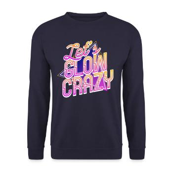 Lass uns verrückt leuchten. 80er Disco Glow Day Gl - Unisex Pullover - Navy - Vorne - Alina (178cm) & Michal (187cm)