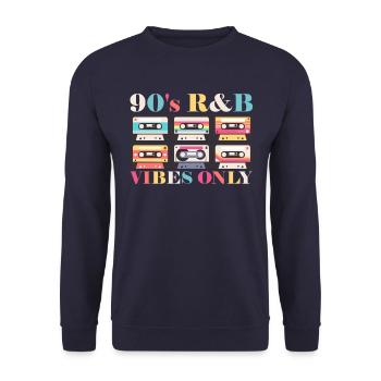Nur 90er R&B Vibes Kassettenliebhaber 90er R&B - Unisex Pullover - Navy - Vorne - Alina (178cm) & Michal (187cm)