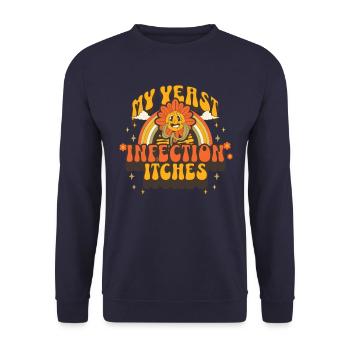 Meine Hefe-Infektion juckt für Frauen. Peinlich - Unisex Pullover - Navy - Vorne - Alina (178cm) & Michal (187cm)
