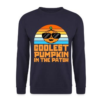Coolest pumpkin in patch Kids Boys Halloween - Unisex Sweatshirt - navy - Front - Alina (178cm) & Michal (187cm)