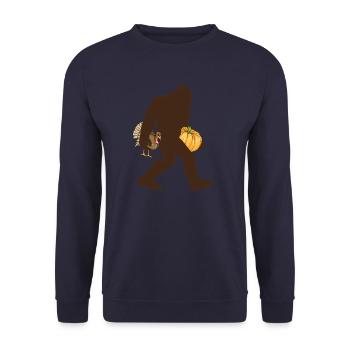 Bigfoot Thanksgiving Joyeux Thanksgiving Bigfoot - Sweat-shirt Unisexe - marine - Devant - Alina (178cm) & Michal (187cm)