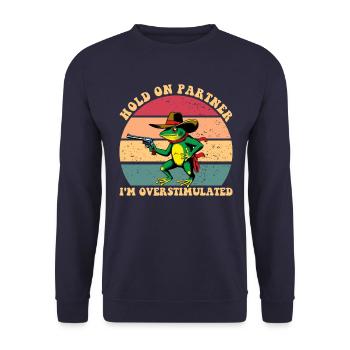 Warte, Partner. Ich bin überreizt - Unisex Pullover - Navy - Vorne - Alina (178cm) & Michal (187cm)